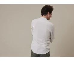 Camisa lisa de lino de algodón Verdetila y Blanco Elibert-Bexley Sale