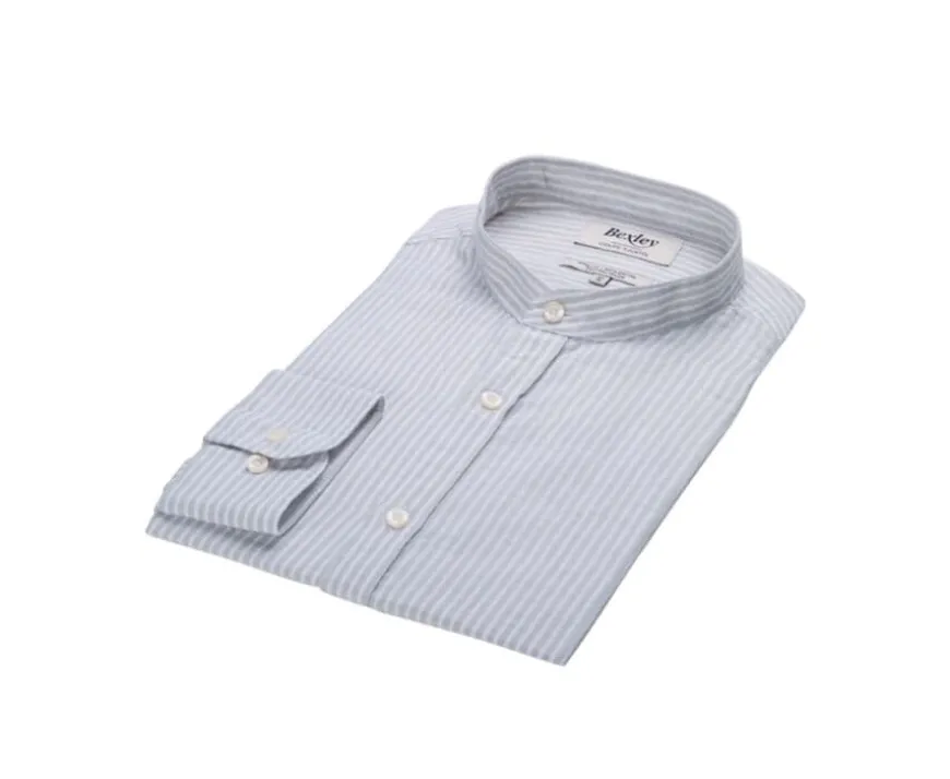Camisa lisa de lino de algodón Verdetila y Blanco Elibert-Bexley Sale