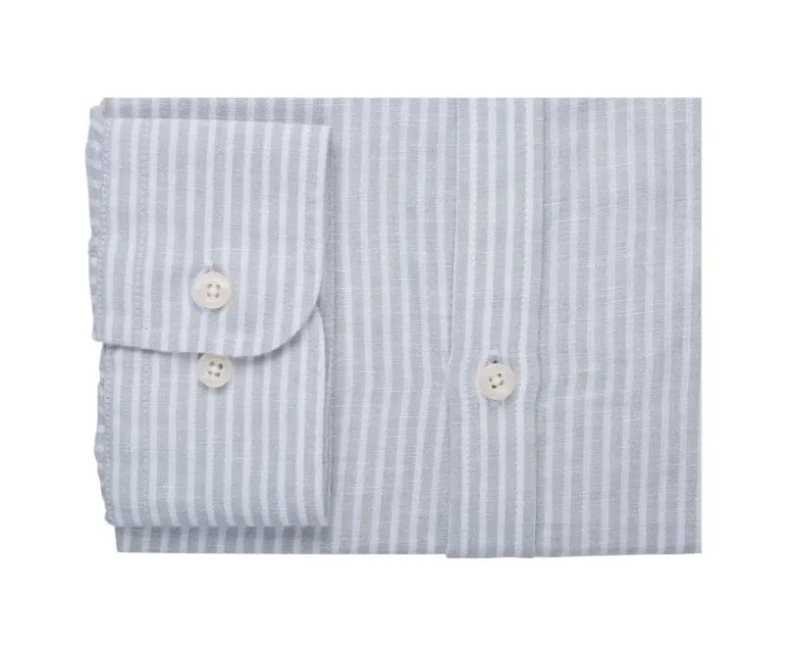 Camisa lisa de lino de algodón Verdetila y Blanco Elibert-Bexley Sale