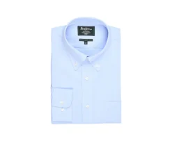 Camisa Oxford azul con bolsillo - Cuello americano Harold-Bexley Outlet