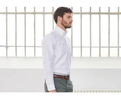 Camisa Oxford blanca con bolsillo - Cuello americano Harold-Bexley Flash Sale