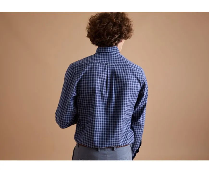 Camisa Oxford de algodón Azul marino y Azul nórdico - Cuello americano Elvin-Bexley Shop