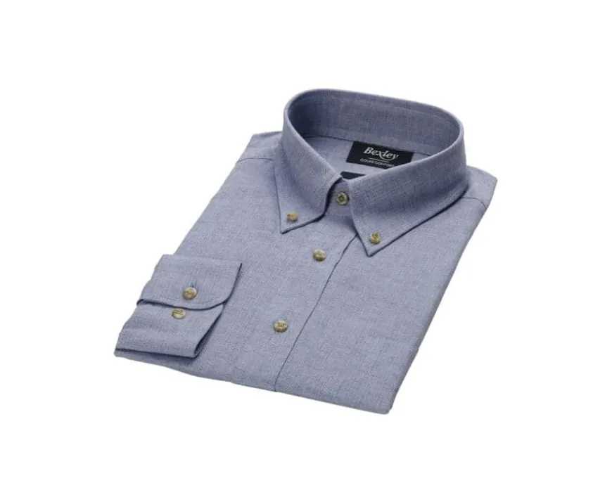 Camisa Oxford de algodón Azul vaquero - Cuello americano Varick-Bexley Cheap