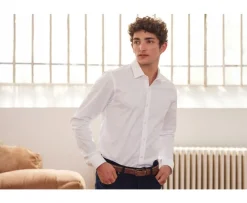 Camisa Oxford de algodón blanca Evrard-Bexley Discount