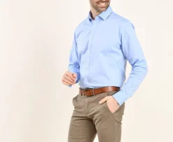 Camisa Oxford de algodón celeste Evrard-Bexley Shop