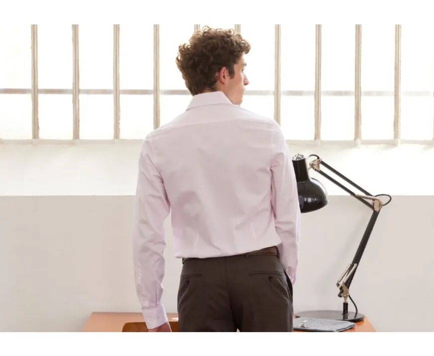 Camisa Oxford Rosa claro y Blanco - Cuello italiano Ernesto-Bexley Hot