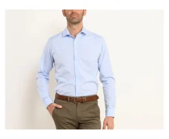 Camisa popelina Celeste - Cuello francés Louis.-Bexley Store