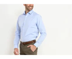 Camisa popelina Celeste - Cuello francés Louis.-Bexley Store