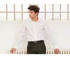 Camisa slim blanca de popelina de algodón Louis Classic Slim-Bexley Online