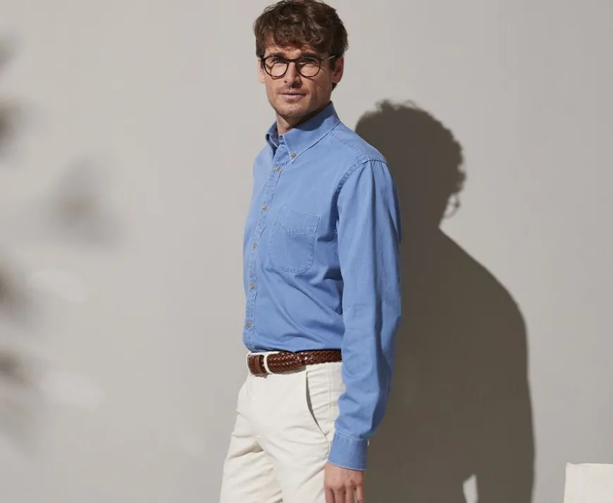 Camisa vaquera de hombre Denim claro Cheston-Bexley Cheap