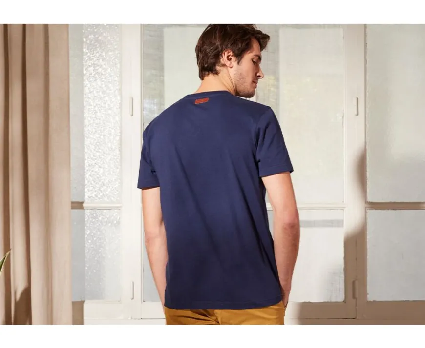 Camiseta de algodón orgánico Azul marino Edgar Iii-Bexley Discount