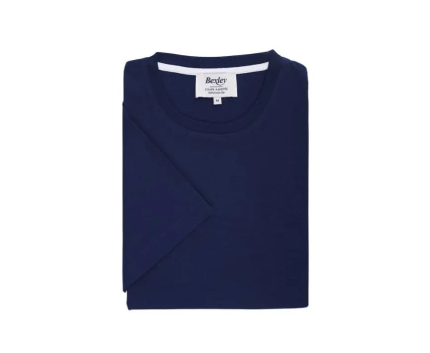 Camiseta de algodón orgánico Azul marino Edgar Iii-Bexley Discount
