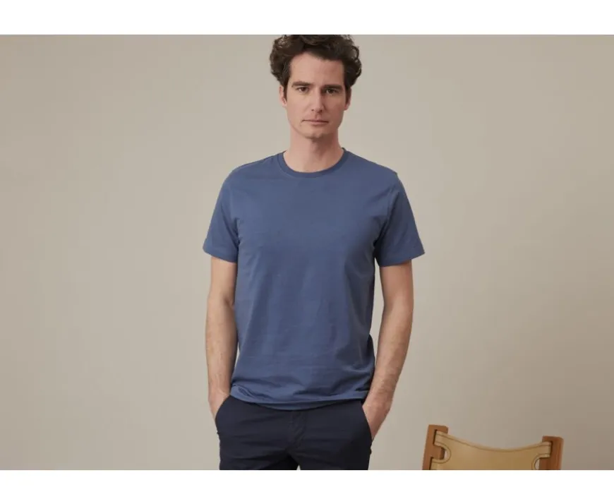Camiseta de algodón orgánico Azul grisáceo Edgar Iii-Bexley Flash Sale