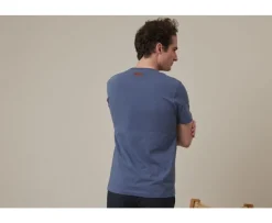 Camiseta de algodón orgánico Azul grisáceo Edgar Iii-Bexley Flash Sale