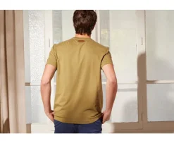 Camiseta de algodón orgánico Caqui claro Edgar Iii-Bexley Hot