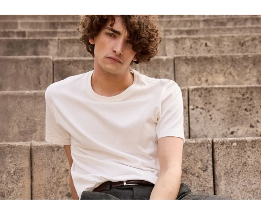 Camiseta de algodón orgánico liso Blanco Edgar Iii-Bexley Fashion