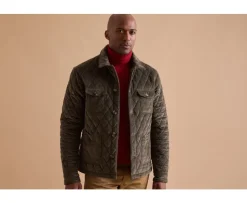Chaqueta acolchada de pana verde oliva oscuro para hombre Filibert-Bexley Discount
