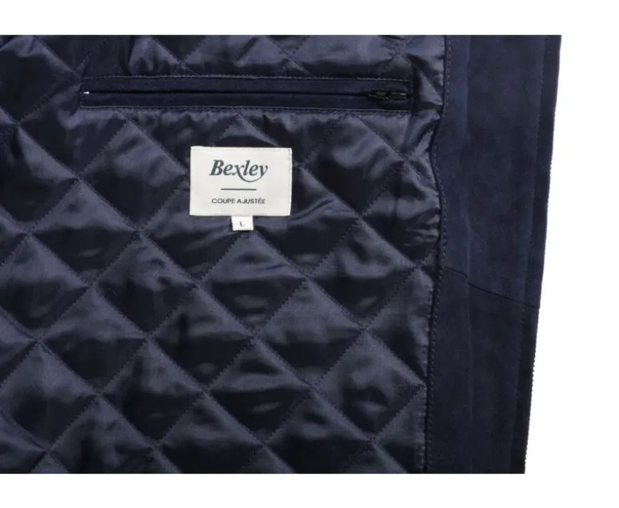 Chaqueta de cuero Azul marino para hombre Sean-Bexley Cheap