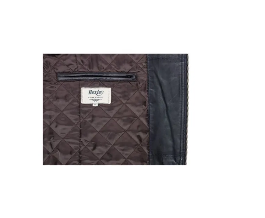 Chaqueta de cuero de aviador negra para hombre Everett Ii-Bexley Shop