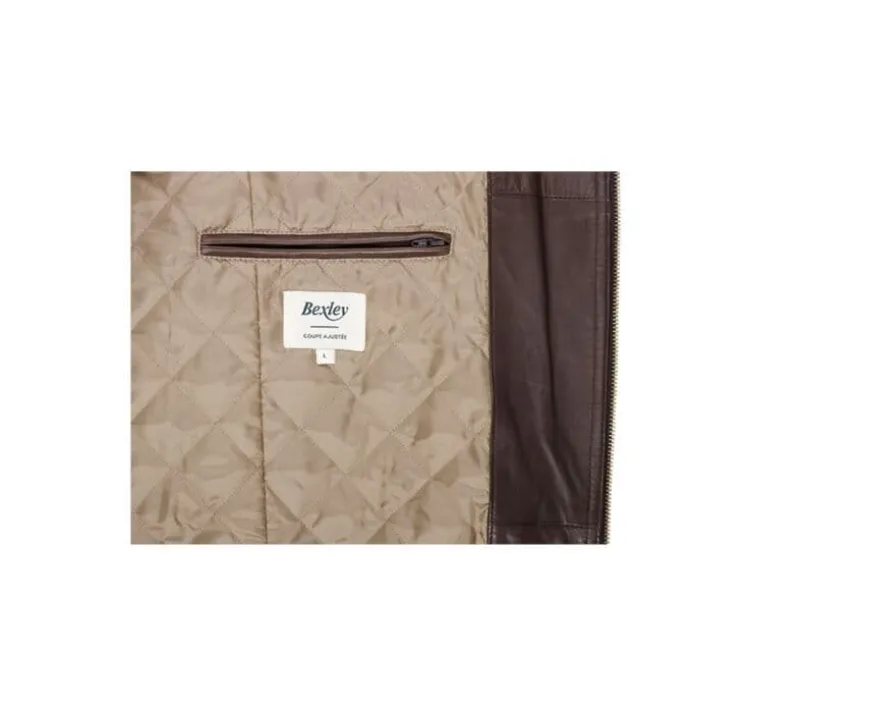 Chaqueta de cuero de aviador para hombre Marrón Everett Ii-Bexley Shop