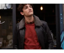 Chaqueta de cuero de aviador para hombre Chocolate Everett Ii-Bexley Shop