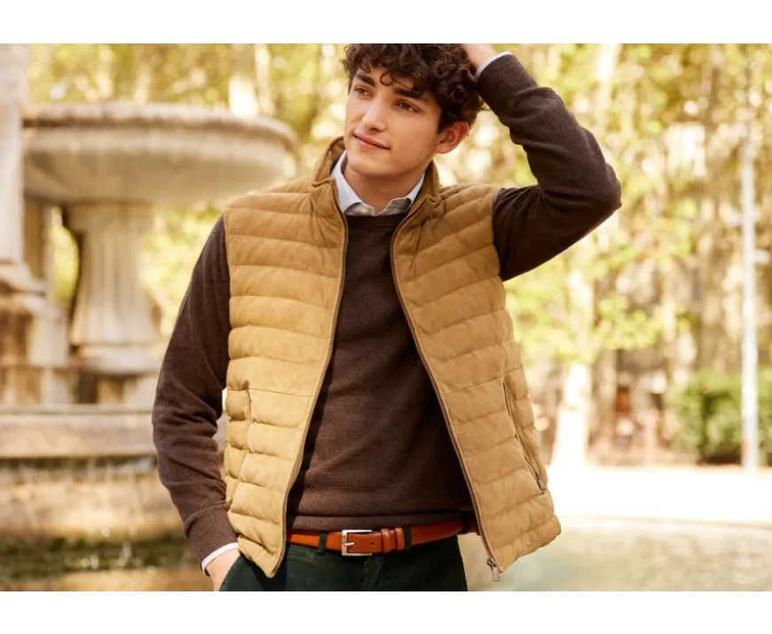 Chaqueta de cuero gamuza sin mangas para hombre Niklas-Bexley Sale