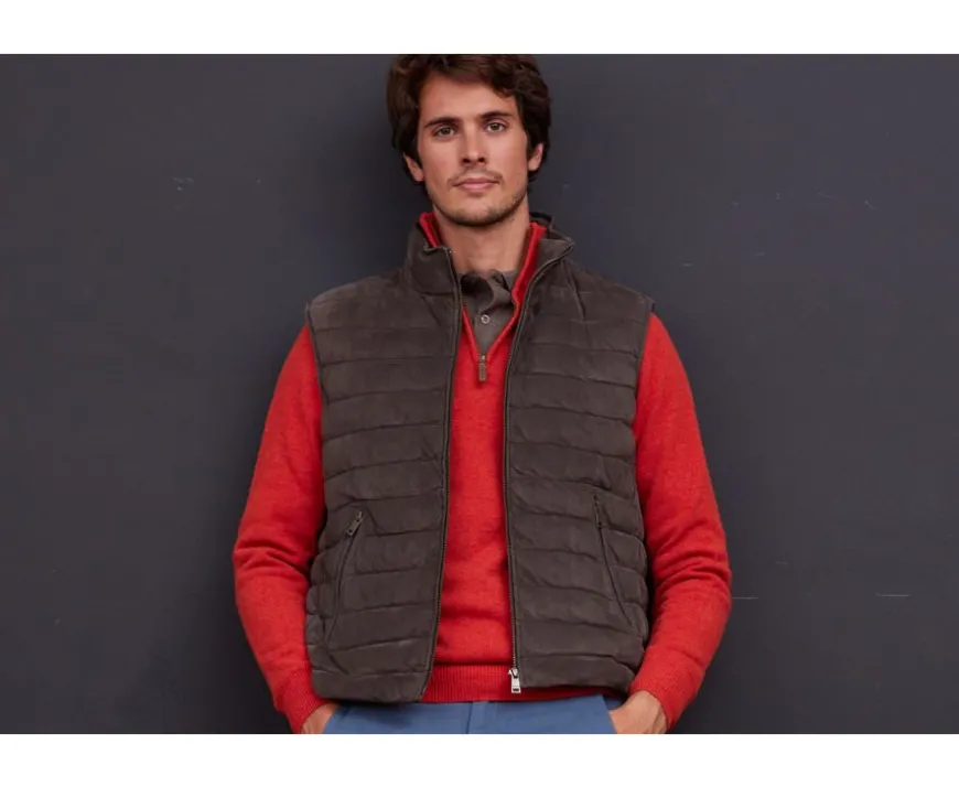 Chaqueta de cuero Pardo sin mangas para hombre Niklas-Bexley Cheap