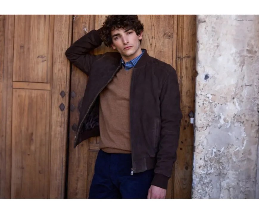 Chaqueta de cuero Terciopelo Pardo para hombre Sean Ii-Bexley Best Sale