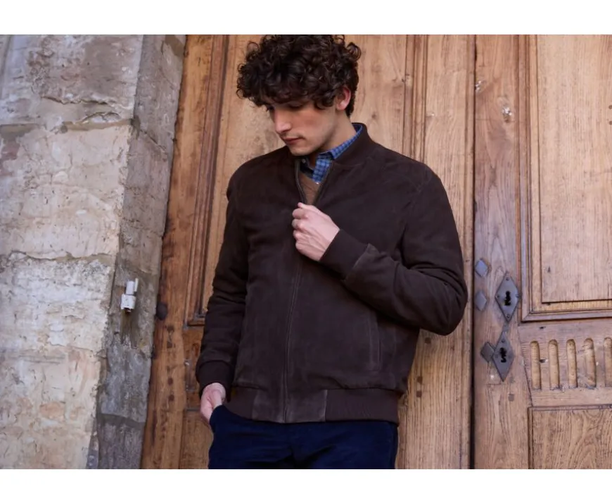 Chaqueta de cuero Terciopelo Pardo para hombre Sean Ii-Bexley Best Sale