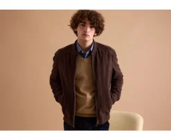 Chaqueta de cuero Terciopelo Pardo para hombre Sean Ii-Bexley Best Sale
