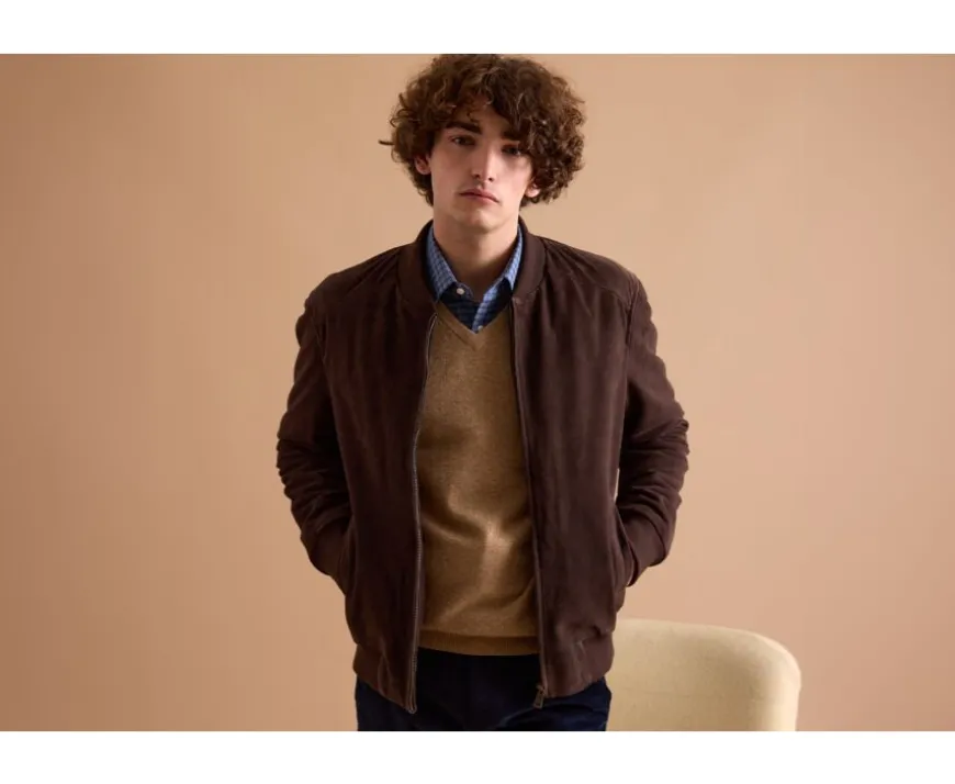 Chaqueta de cuero Terciopelo Pardo para hombre Sean Ii-Bexley Best Sale
