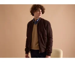 Chaqueta de cuero Terciopelo Pardo para hombre Sean Ii-Bexley Best Sale