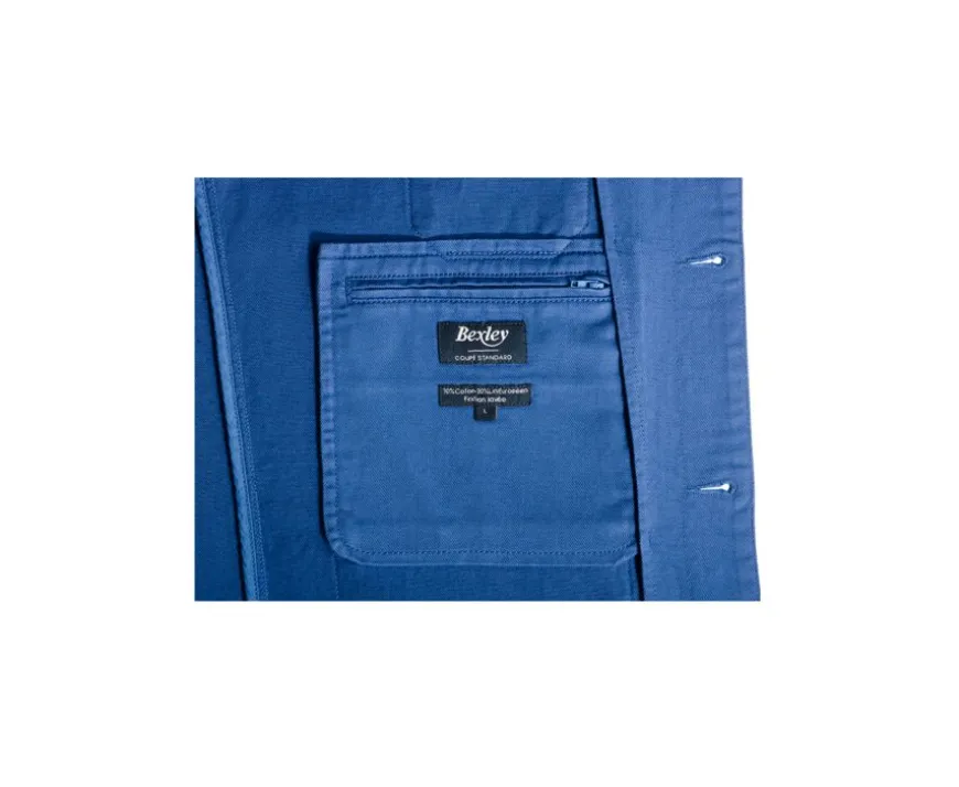 Chaqueta de pintor algodón/lino Azul Acero Faustinien-Bexley Shop