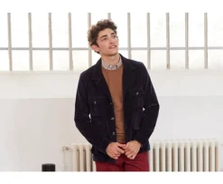 Chaqueta sahariana de terciopelo Navy Florencien-Bexley Shop