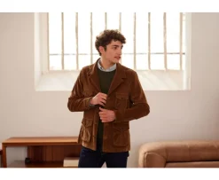 Chaqueta sahariana de terciopelo Camel oscuro Florencien-Bexley Store