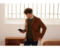 Chaqueta sahariana de terciopelo Camel oscuro Florencien-Bexley Store