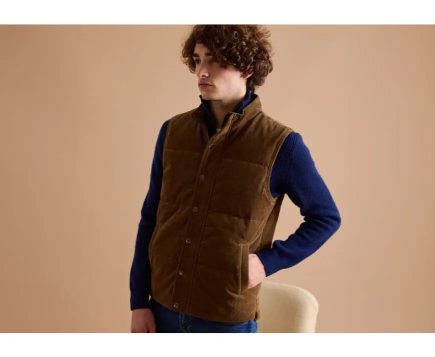 Chaqueta sin mangas terciopelo para hombre - Caqui Hilmar-Bexley Hot