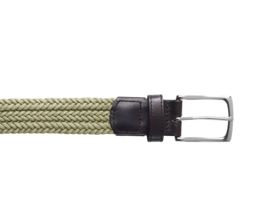 Cinturón de algodón trenzado fino para hombre caqui claro Norwood Silver Coton-Bexley Cheap