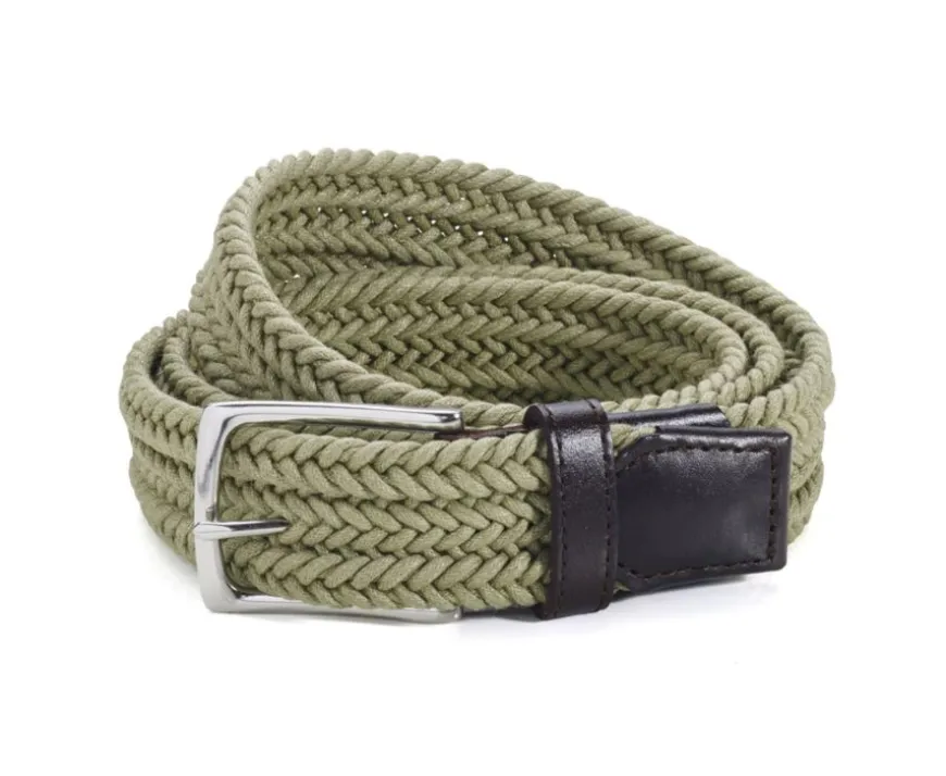 Cinturón de algodón trenzado fino para hombre caqui claro Norwood Silver Coton-Bexley Cheap