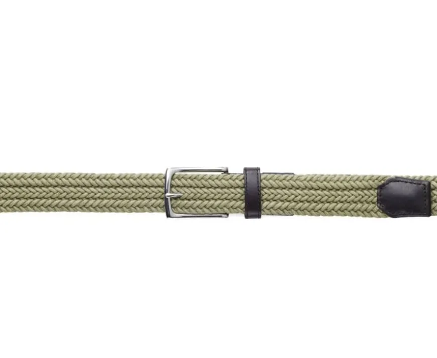 Cinturón de algodón trenzado fino para hombre caqui claro Norwood Silver Coton-Bexley Cheap