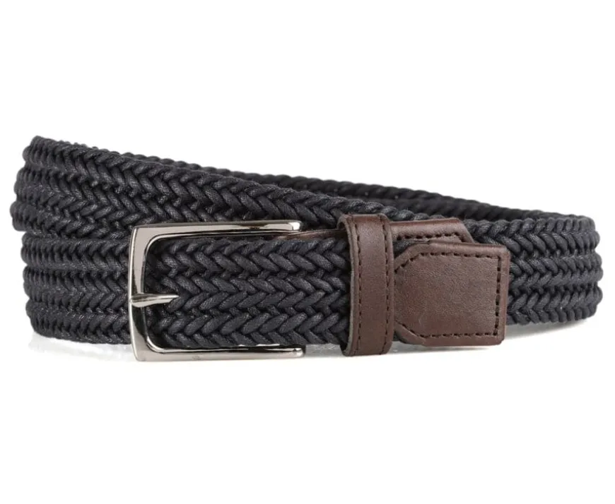 Cinturón de algodón trenzado para hombre Azul marino Norwood Silver-Bexley Online