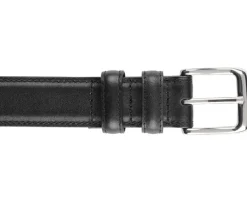 Cinturón de cuero negro para hombre con hebilla plateada Brixton Silver-Bexley Best