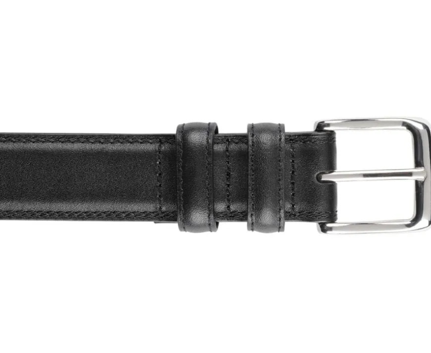 Cinturón de cuero negro para hombre con hebilla plateada Brixton Silver-Bexley Best