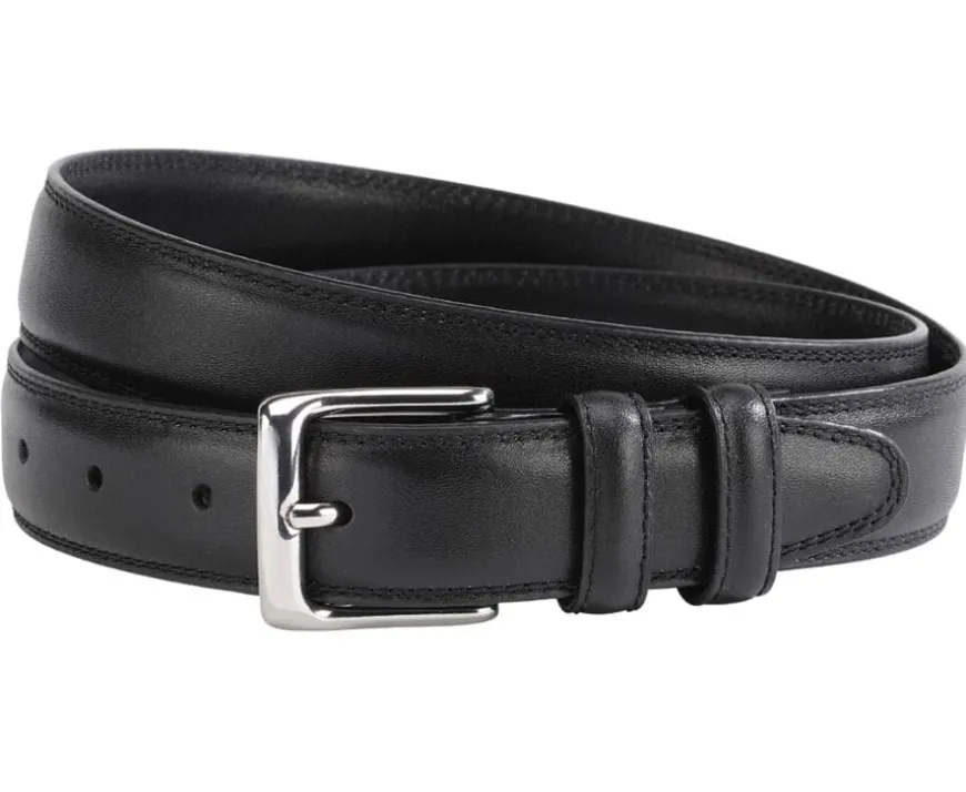 Cinturón de cuero negro para hombre con hebilla plateada Brixton Silver-Bexley Best