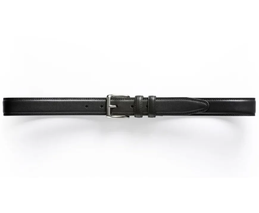 Cinturón de cuero negro para hombre con hebilla plateada Brixton Silver-Bexley Best
