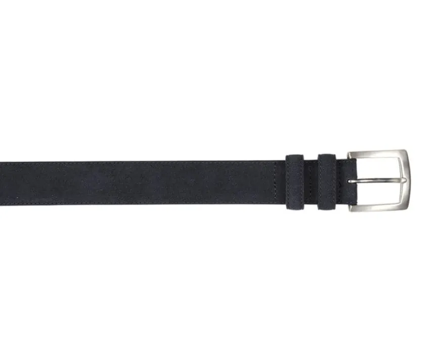 Cinturón de lujo para hombre de terciopelo Azul marino Westgate Silver-Bexley Best