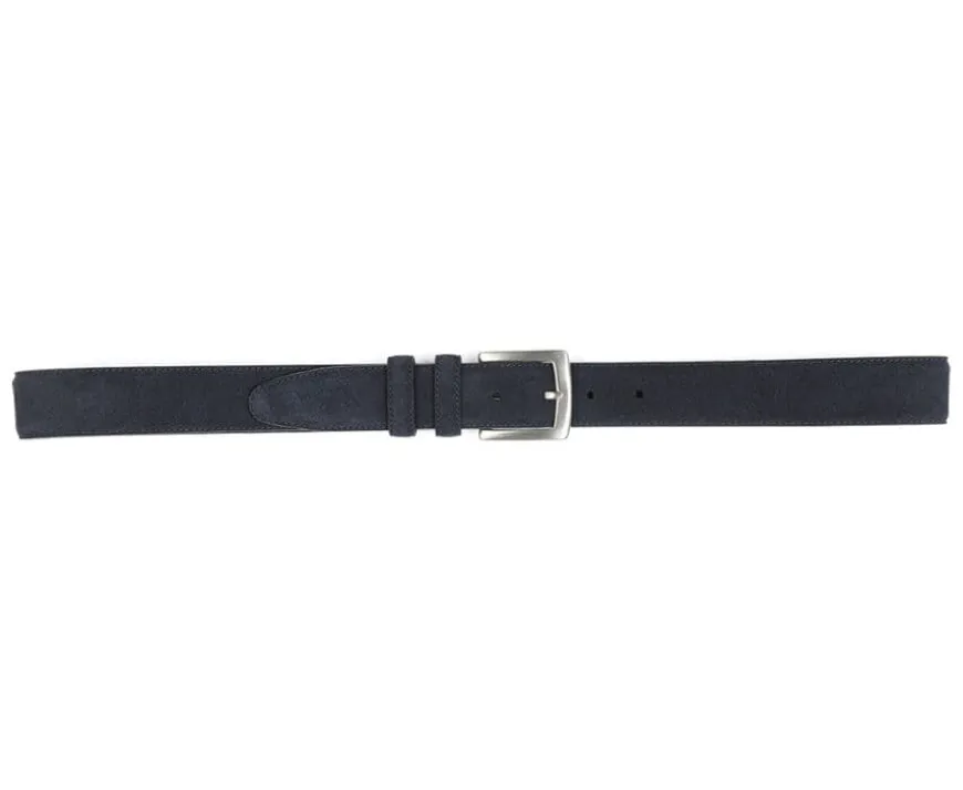 Cinturón de lujo para hombre de terciopelo Azul marino Westgate Silver-Bexley Best