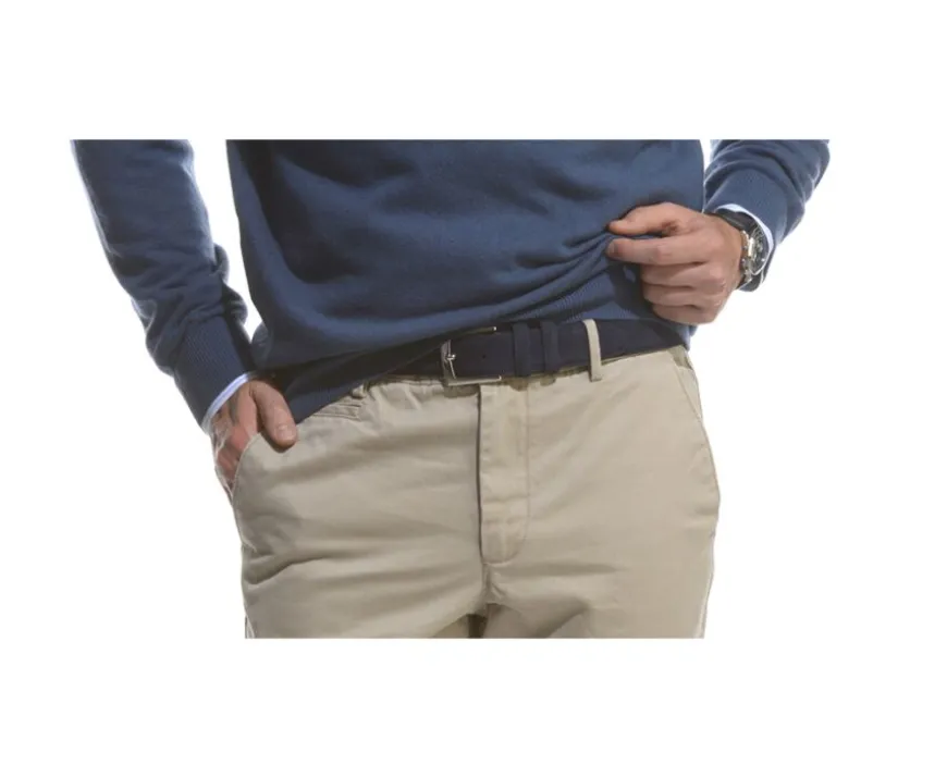 Cinturón de lujo para hombre de terciopelo Azul marino Westgate Silver-Bexley Best