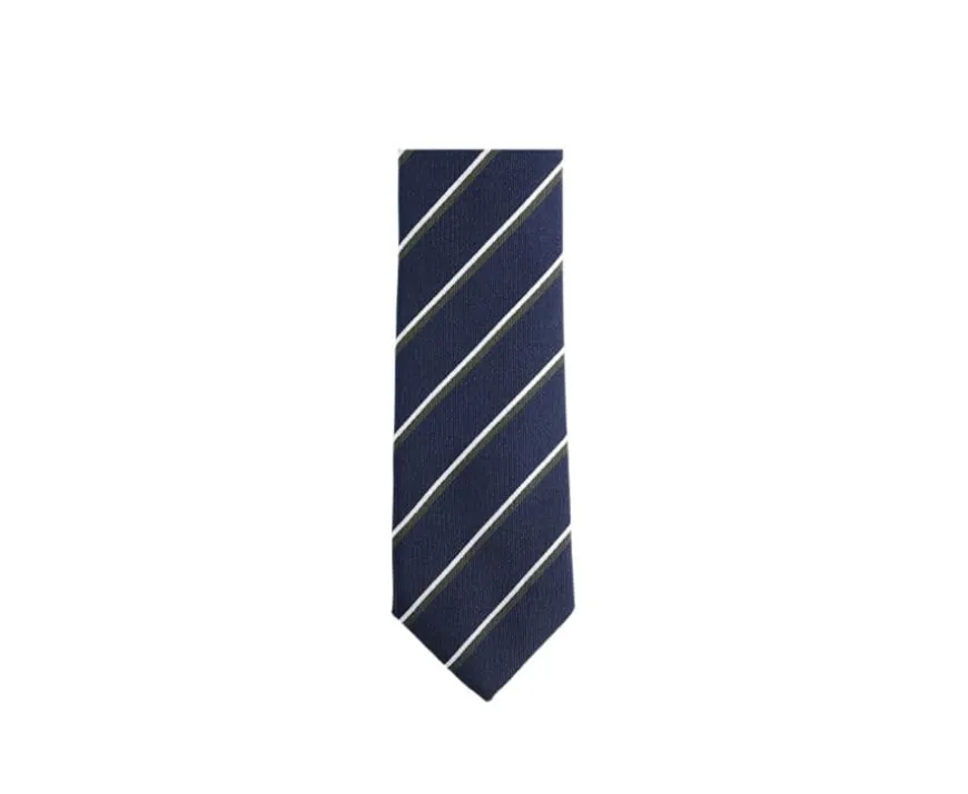 Corbata de hombre de seda Marino a rayas verde y Crudo-Bexley Cheap