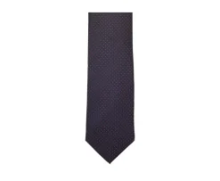 Corbata de seda Azul marino con micropuntos rojos para hombre-Bexley Clearance